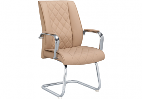 Cadeira-Diretor-fixa-BLM 720 F-pé-sky-com-braços-bege-HS-Móveis